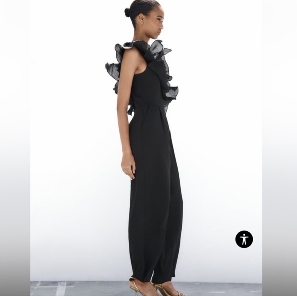 Zara One Shoulder Ruffled Jumpsuit, Size S - Picture 3 of 9